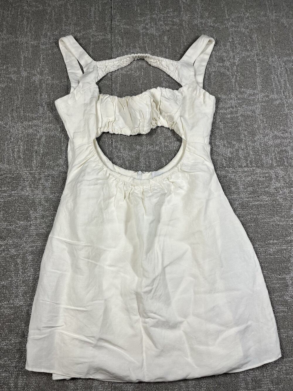 Guizio White Linen Blend Cut Out Mini Dress Size M